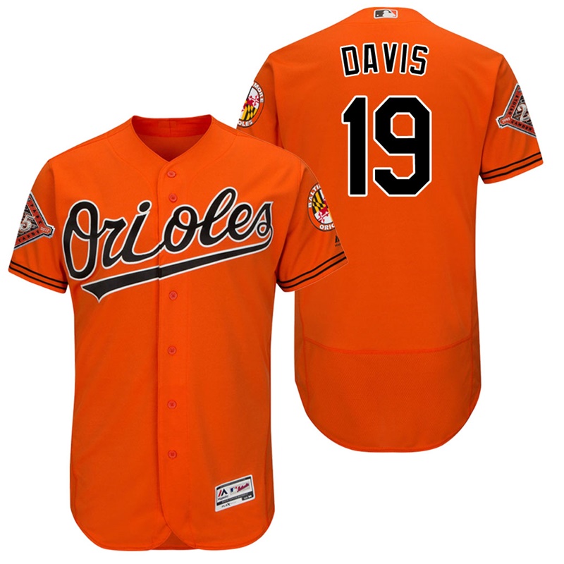 Baltimore Orioles Chris Davis #19 Orange On-Field 25th Anniversary Patch Flex Base Jersey