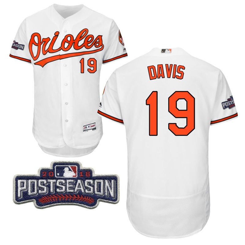 Baltimore Orioles Chris Davis #19 White 2016 Postseason Patch Flex Base Jersey