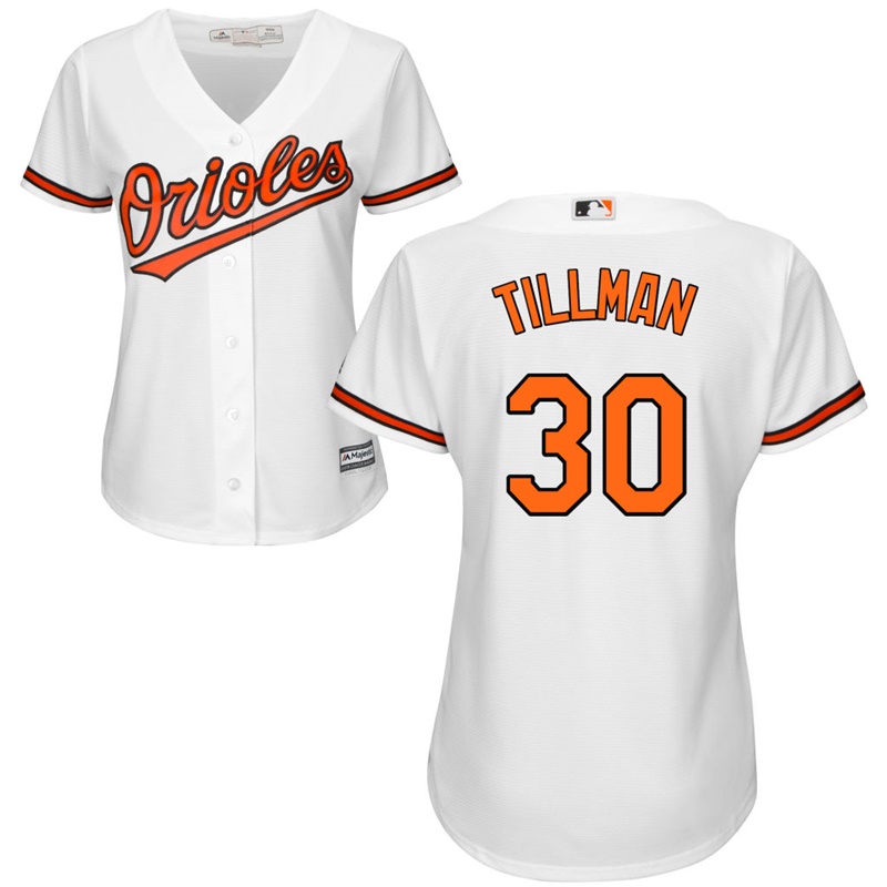 Women's Baltimore Orioles Chris Tillman #30 Home White Cool Base Jersey