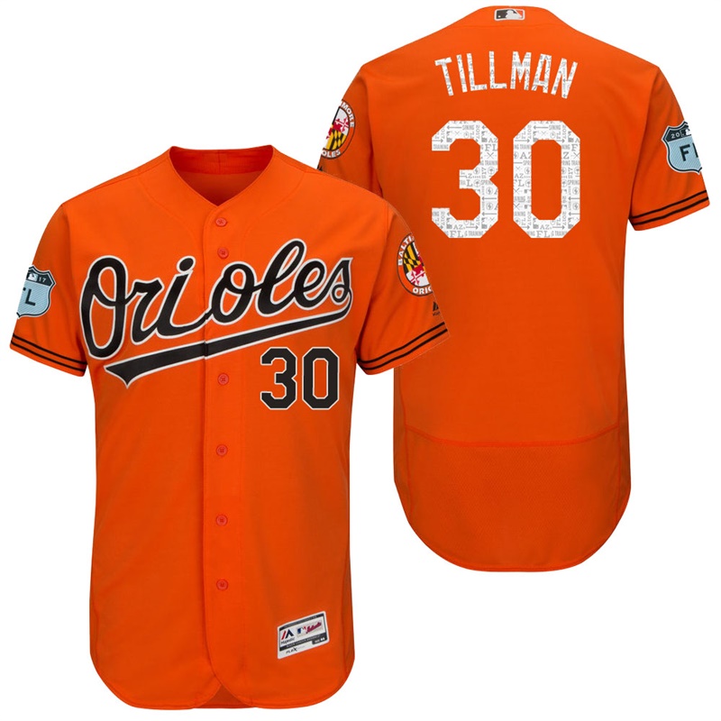 Baltimore Orioles Chris Tillman #30 Orange 2017 Spring Training Grapefruit League Patch Authentic Collection Flex Base Jersey