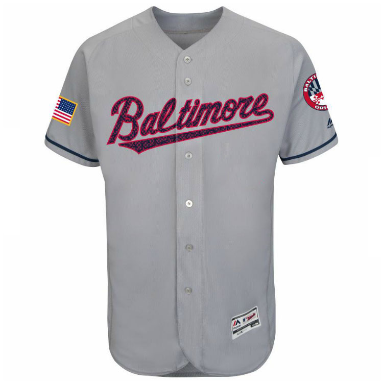 Baltimore Orioles Majestic Gray 2016 Independence Day Stars & Stripes Flex Base Team Jersey