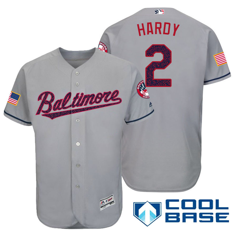 Baltimore Orioles #2 J.J. Hardy Gray Stars & Stripes 2016 Independence Day Cool Base Jersey