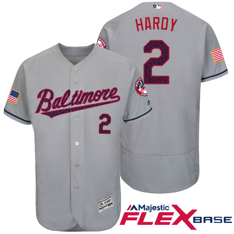 Baltimore Orioles #2 J.J. Hardy Gray Stars & Stripes 2016 Independence Day Flex Base Jersey