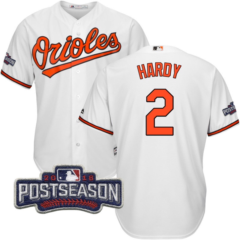 Baltimore Orioles J.J. Hardy #2 White 2016 Postseason Patch Cool Base Jersey