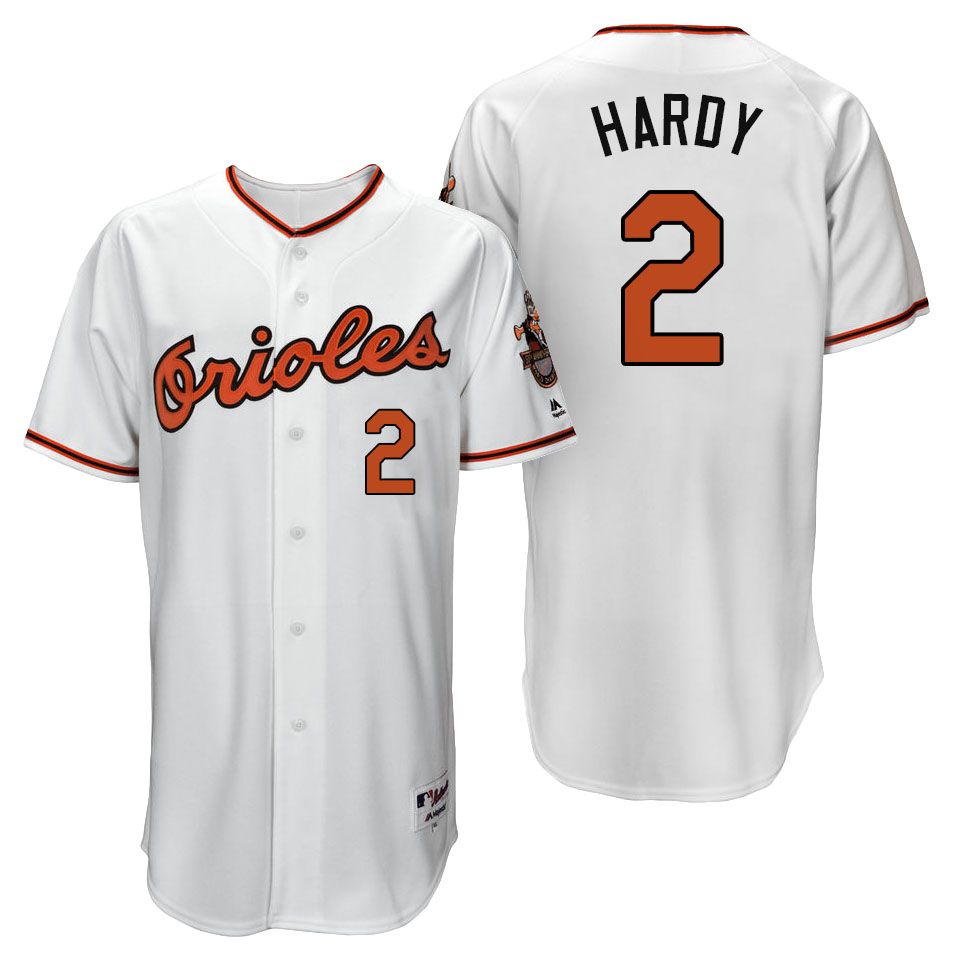 Baltimore Orioles J.J. Hardy #2 White 1966 Turn Back the Clock Throwback 50th Anniversary Jersey