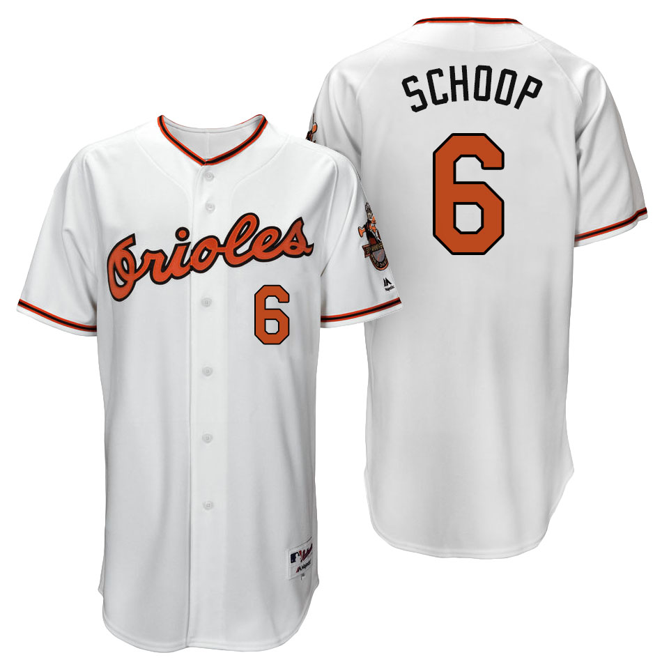 Baltimore Orioles Jonathan Schoop #6 White 1966 Turn Back the Clock Throwback 50th Anniversary Jersey