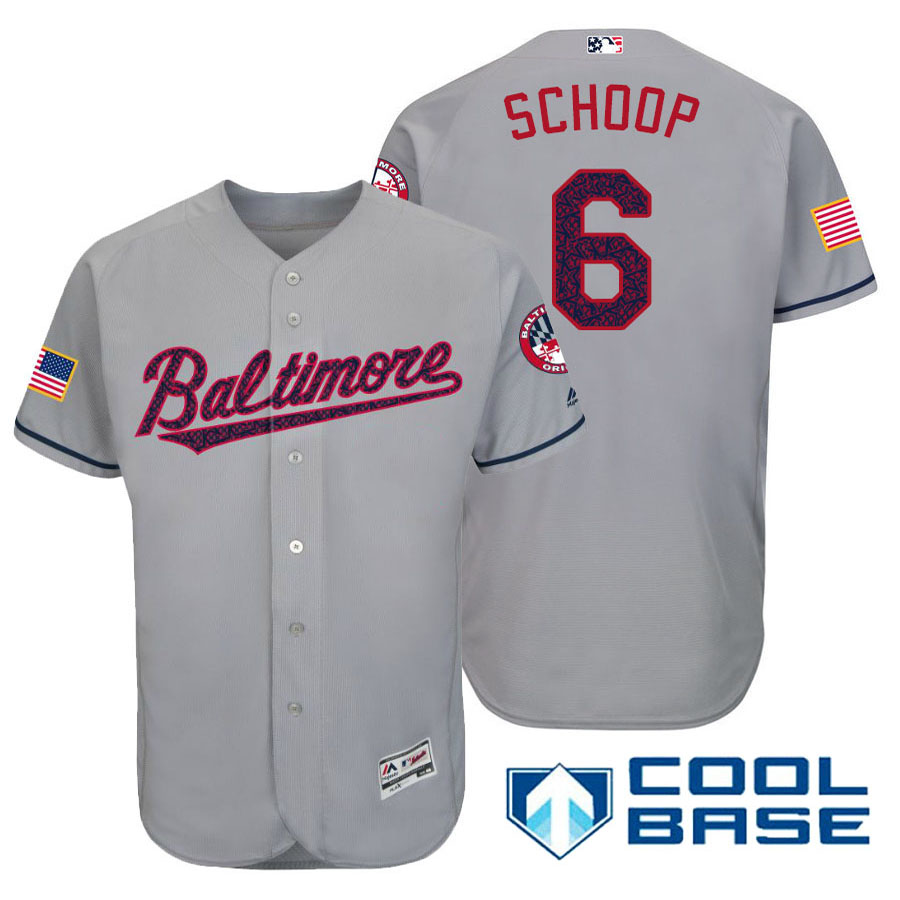 Baltimore Orioles #6 Jonathan Schoop Gray Stars & Stripes 2016 Independence Day Cool Base Jersey