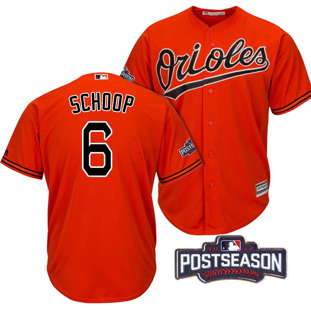 Baltimore Orioles Jonathan Schoop #6 Orange 2016 Postseason Patch Cool Base Jersey