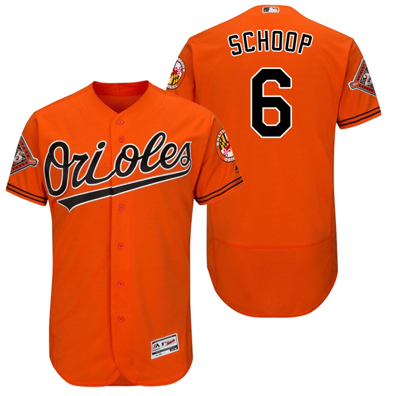 Baltimore Orioles Jonathan Schoop #6 Orange On-Field 25th Anniversary Patch Flex Base Jersey