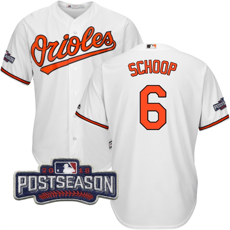 Baltimore Orioles Jonathan Schoop #6 White 2016 Postseason Patch Cool Base Jersey