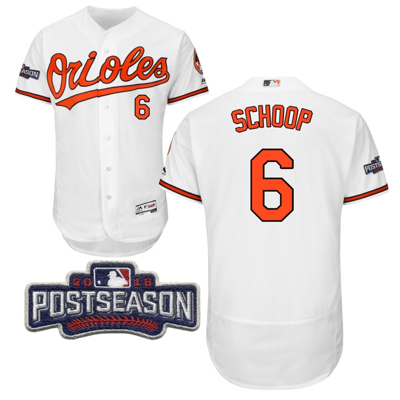 Baltimore Orioles Jonathan Schoop #6 White 2016 Postseason Patch Flex Base Jersey