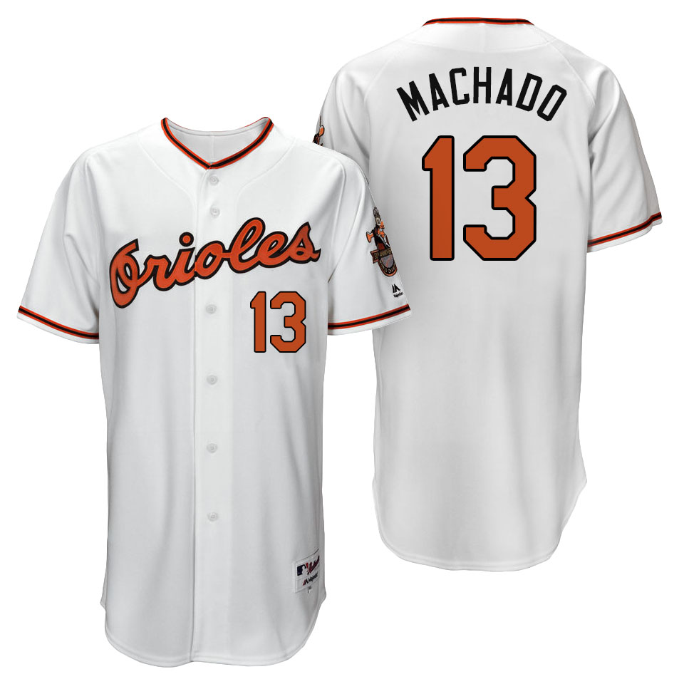 Baltimore Orioles Manny Machado #13 White 1966 Turn Back the Clock Throwback 50th Anniversary Jersey