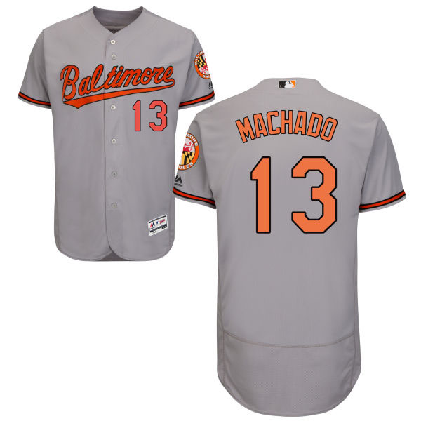 Baltimore Orioles #13 Manny Machado Gray Flexbase Authentic Collection Jersey