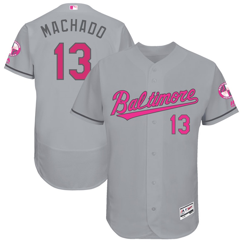 Manny Machado #13 Men Baltimore Orioles 2017 Mother's Day Gray Flex Base Jersey