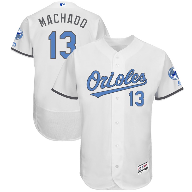 Manny Machado #13 Men Baltimore Orioles 2017 Father's Day White Flex Base Jersey