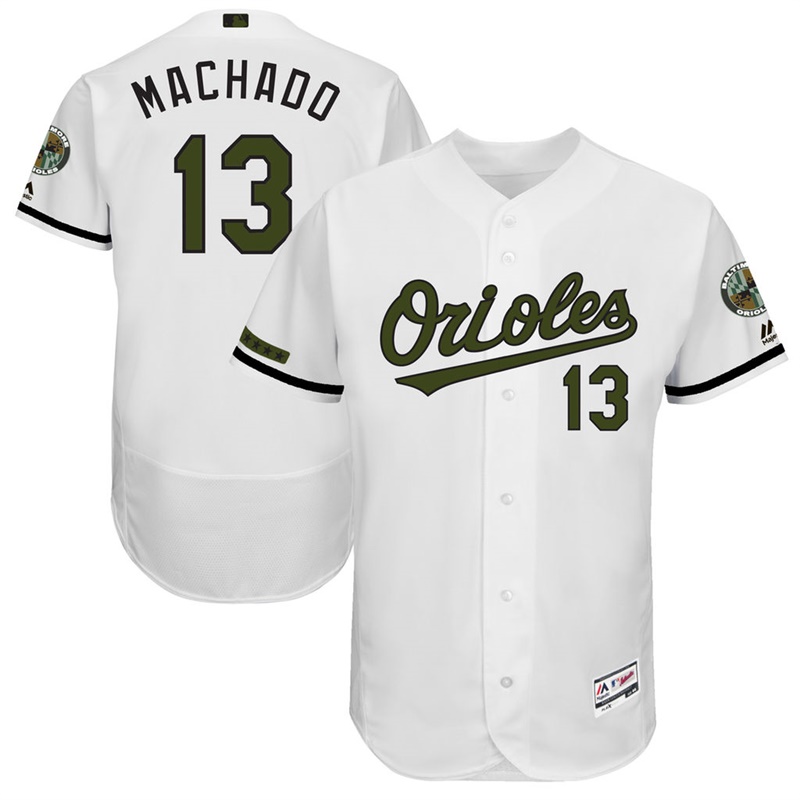 Manny Machado #13 Men Baltimore Orioles 2017 Memorial Day White Flex Base Jersey