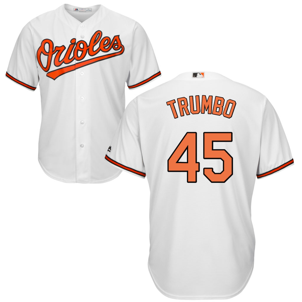 Baltimore Orioles #45 Mark Trumbo Home White Cool Base Jersey