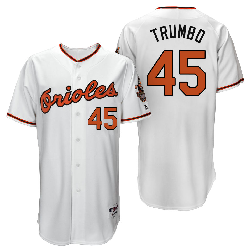 Baltimore Orioles Mark Trumbo #45 White 1966 Turn Back the Clock Throwback 50th Anniversary Jersey