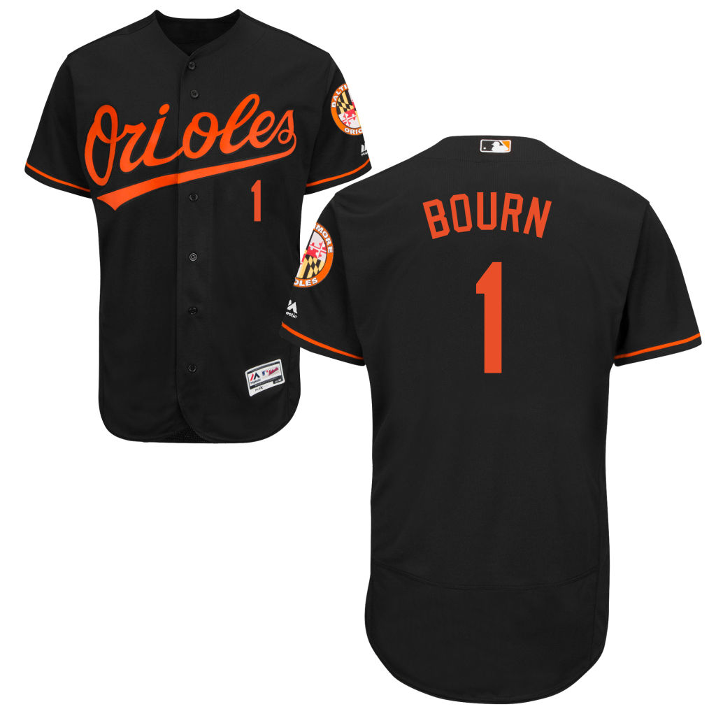 Baltimore Orioles Michael Bourn #1 Alternate Black Authentic Collection Flex Base Jersey