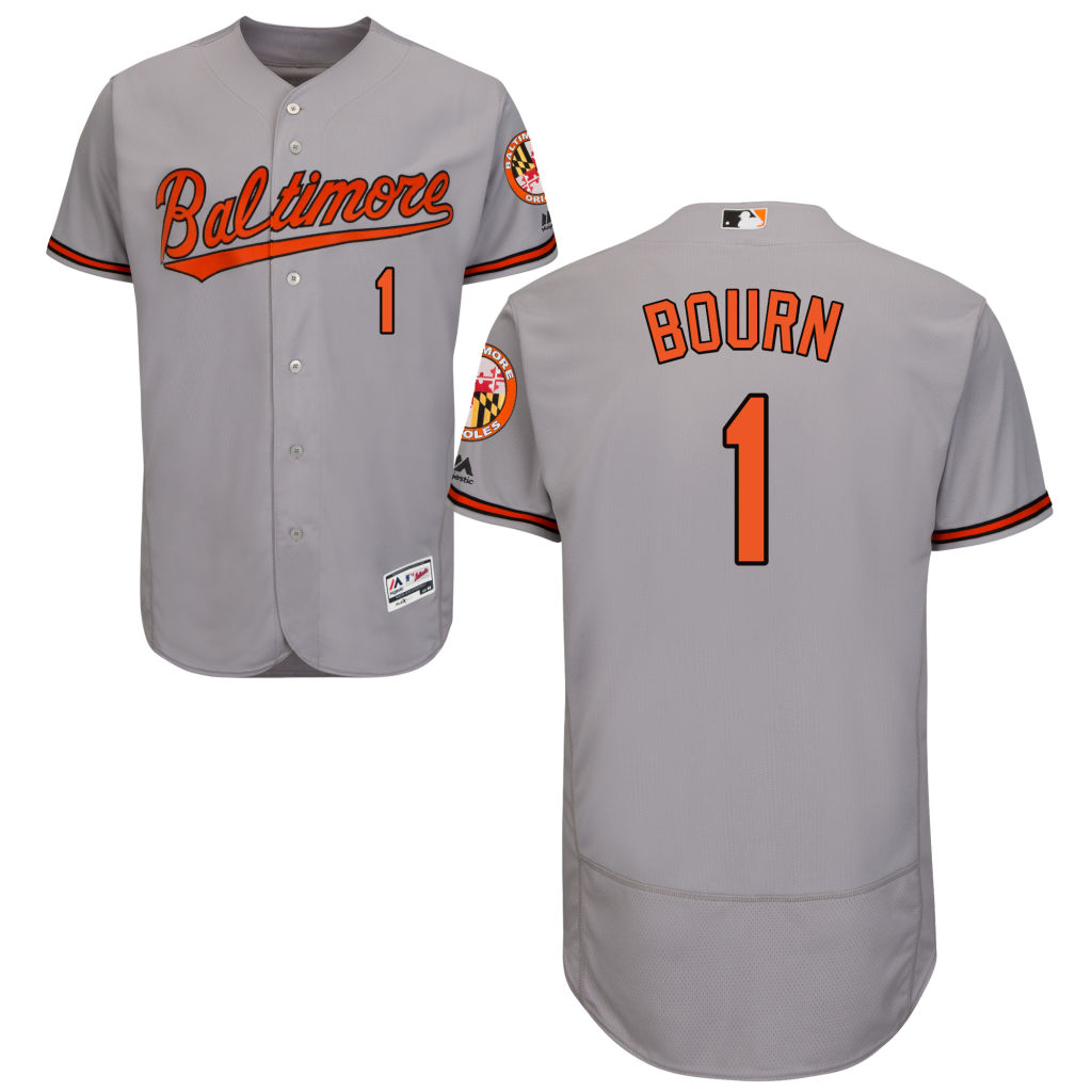 Baltimore Orioles Michael Bourn #1 Road Gray Authentic Collection Flex Base Jersey