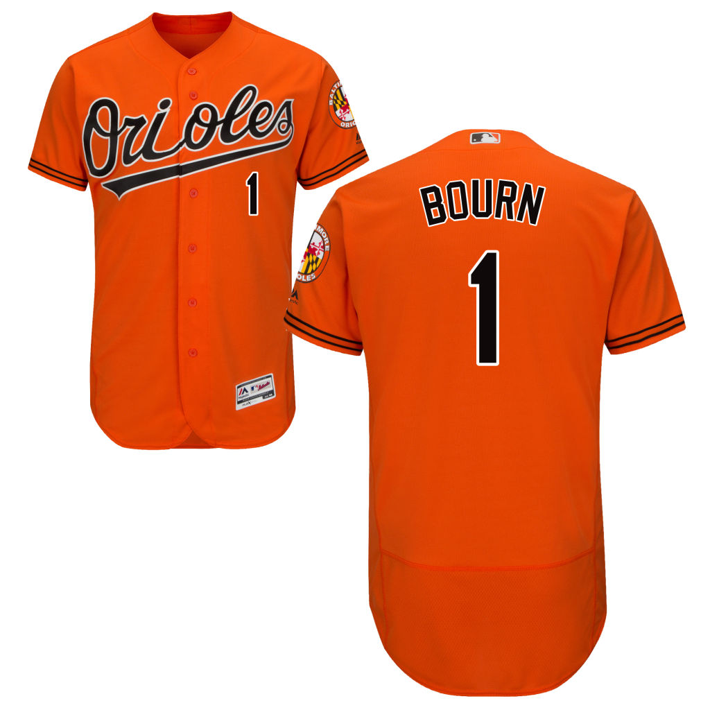 Baltimore Orioles Michael Bourn #1 Alternate Orange Authentic Collection Flex Base Jersey