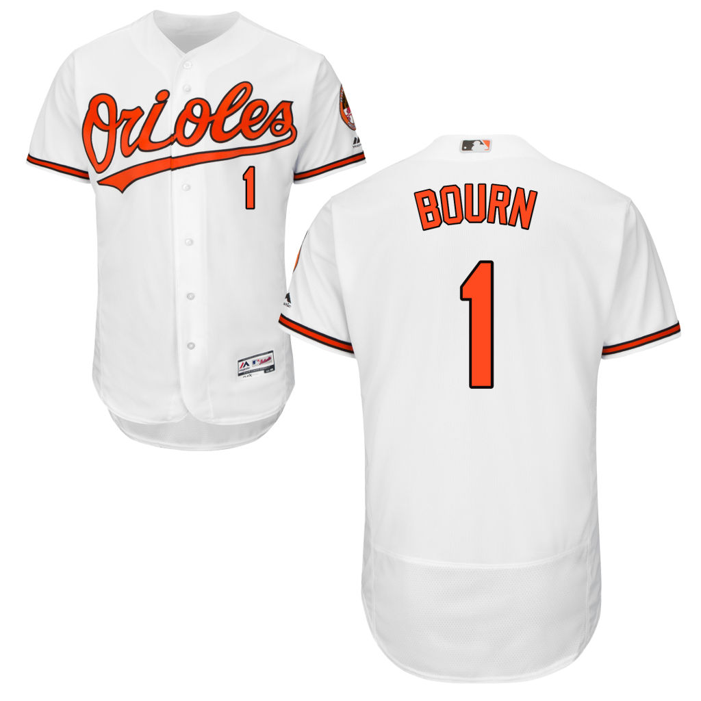 Baltimore Orioles Michael Bourn #1 Home White Authentic Collection Flex Base Jersey