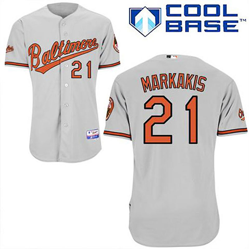 Baltimore Orioles #21 Nick Markakis Grey Cool Base Jersey