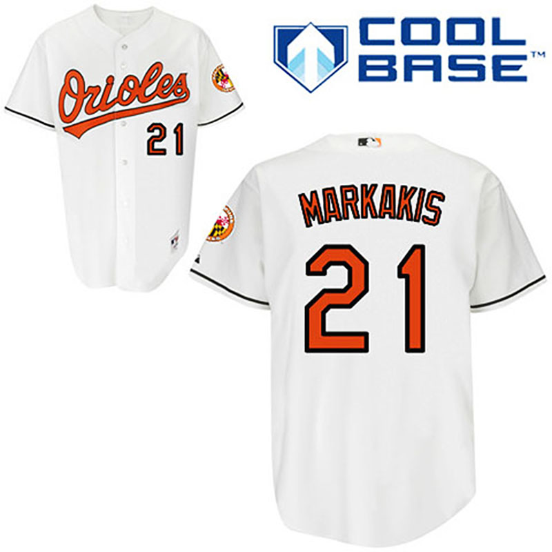 Baltimore Orioles #21 Nick Markakis White Home Jersey