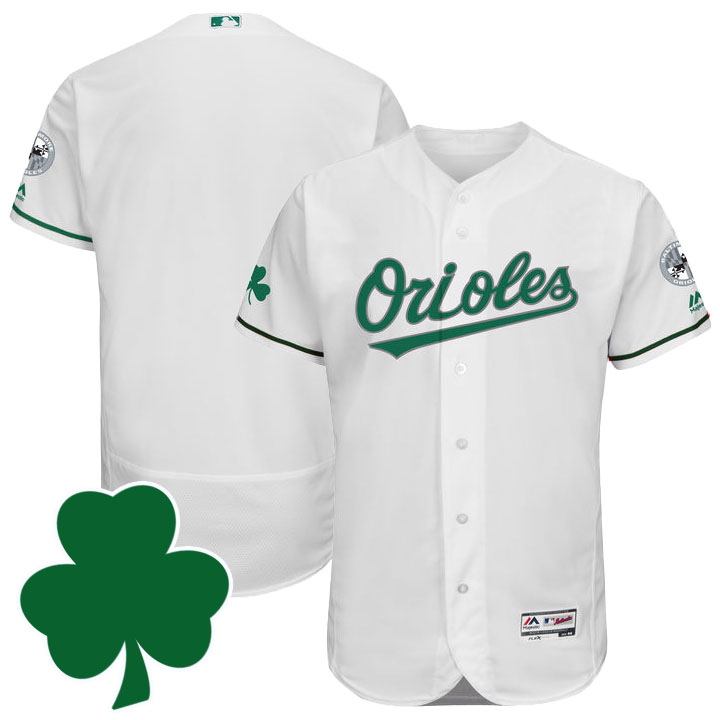 Baltimore Orioles St. Patricks Day White Celtic Flexbase Authentic Collection Jersey