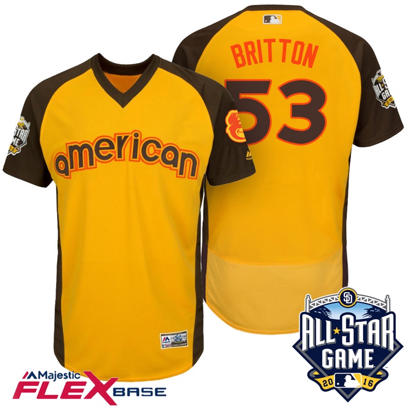 2016 MLB All-Star American Baltimore Orioles Zach Britton #53 Yellow Home Run Derby Flex Base Jersey