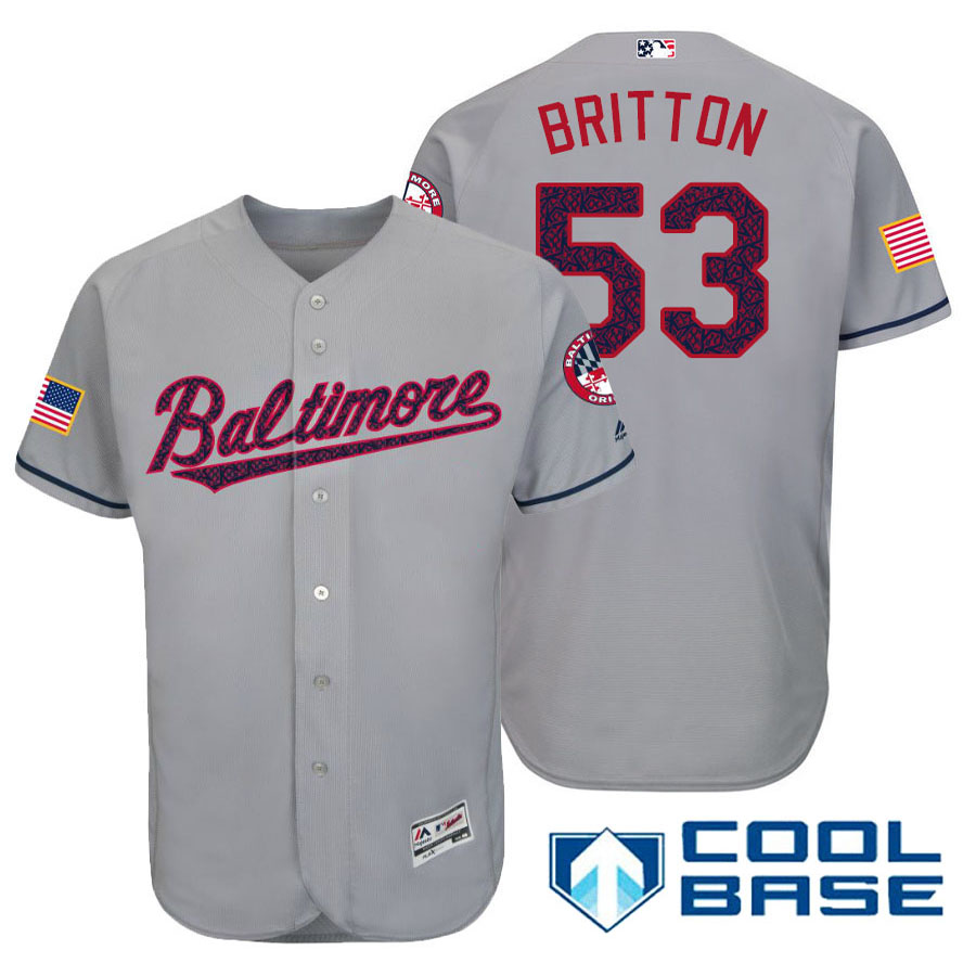 Baltimore Orioles #53 Zach Britton Gray Stars & Stripes 2016 Independence Day Cool Base Jersey