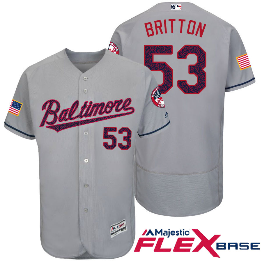 Baltimore Orioles #53 Zach Britton Gray Stars & Stripes 2016 Independence Day Flex Base Jersey