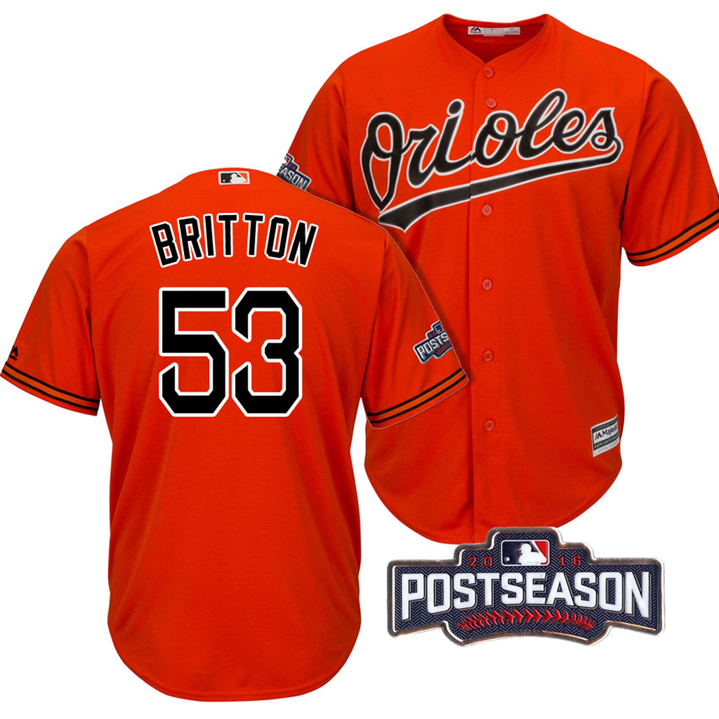 Baltimore Orioles Zach Britton #53 Orange 2016 Postseason Patch Cool Base Jersey