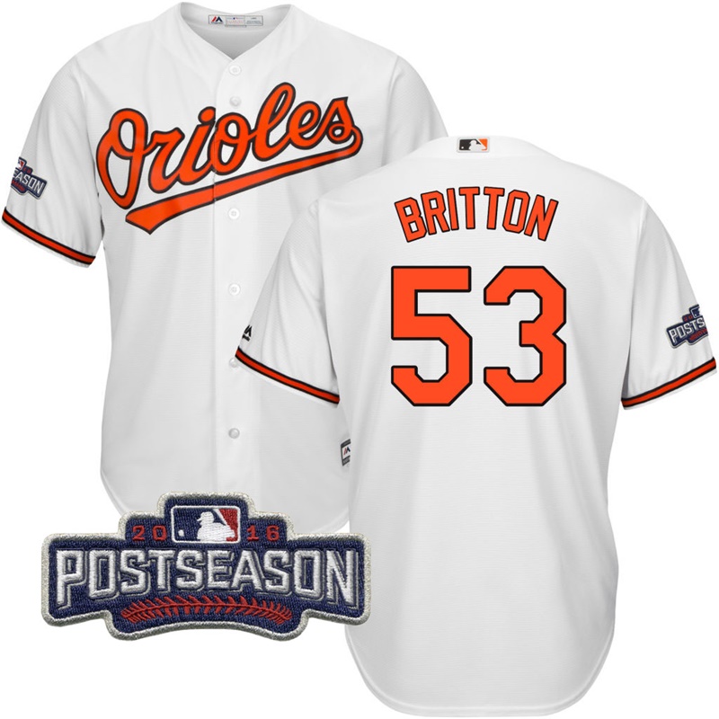 Baltimore Orioles Zach Britton #53 White 2016 Postseason Patch Cool Base Jersey