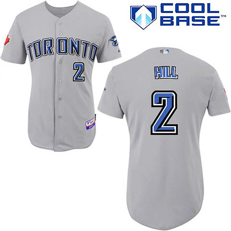 Toronto Blue Jays #2 Aaron Hill Grey Road Cool Base Jersey