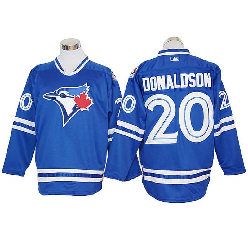 Josh Donaldson #20 Toronto Blue Jays Royal Long Sleeve Offical Cool Base Jersey