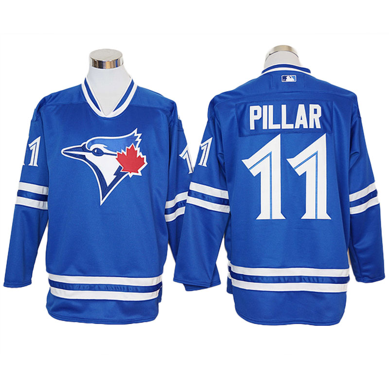 Kevin Pillar #11 Toronto Blue Jays Royal Long Sleeve Offical Cool Base Jersey