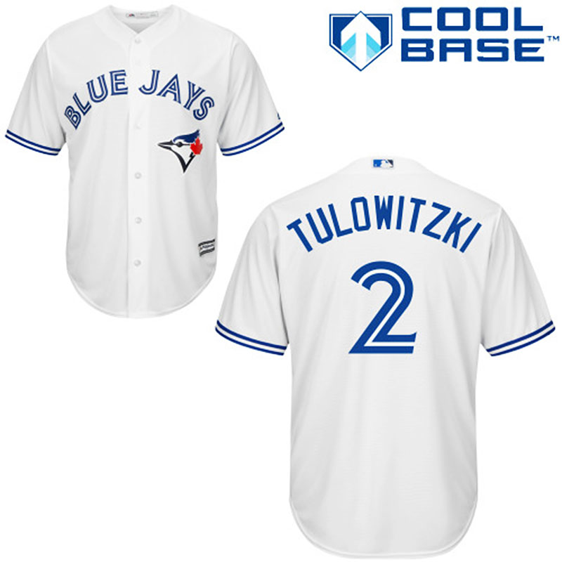 Toronto Blue Jays #2 Troy Tulowitzki White Home Authentic Cool Base Jersey