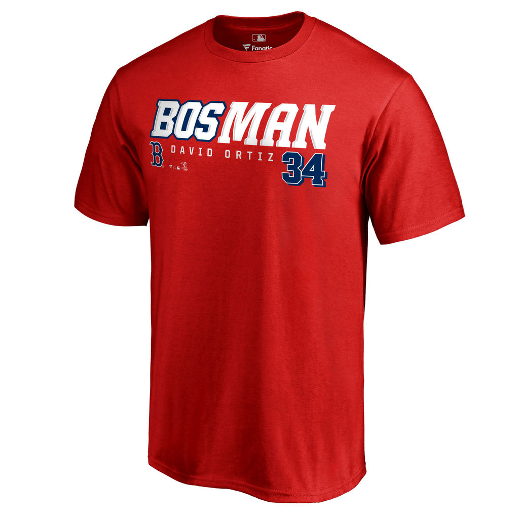 Boston Red Sox Big Papi #34 David Ortiz Red Bos Man T-Shirt