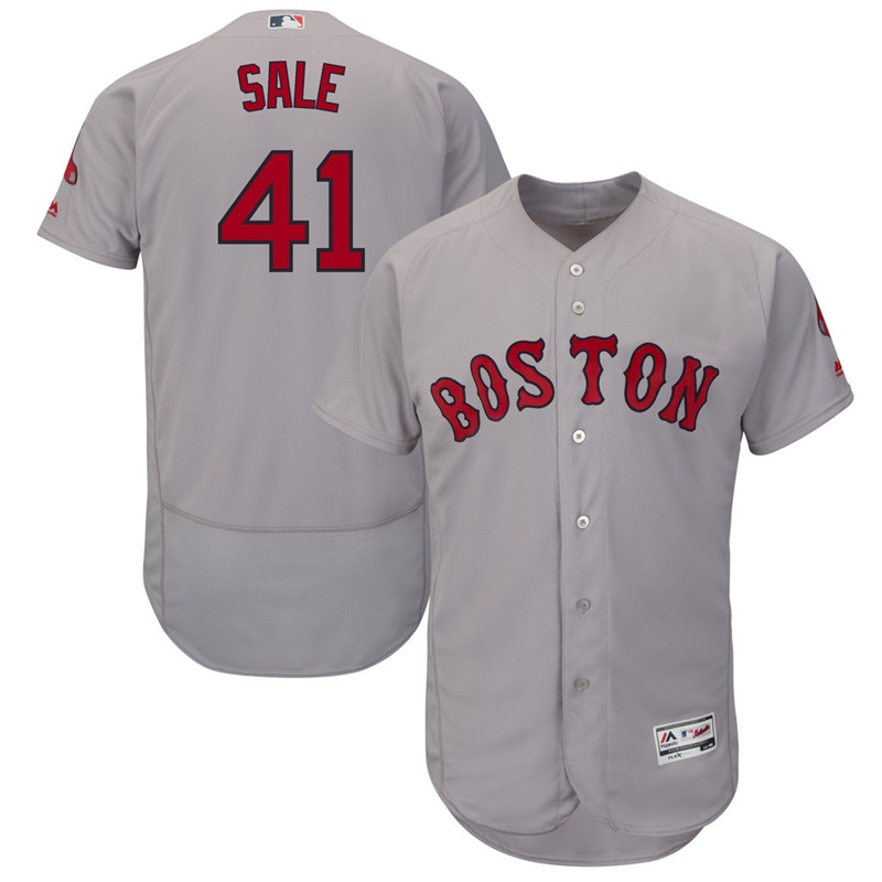 Men Boston Red Sox Chris Sale #41 Gray Road Flex Base Jersey