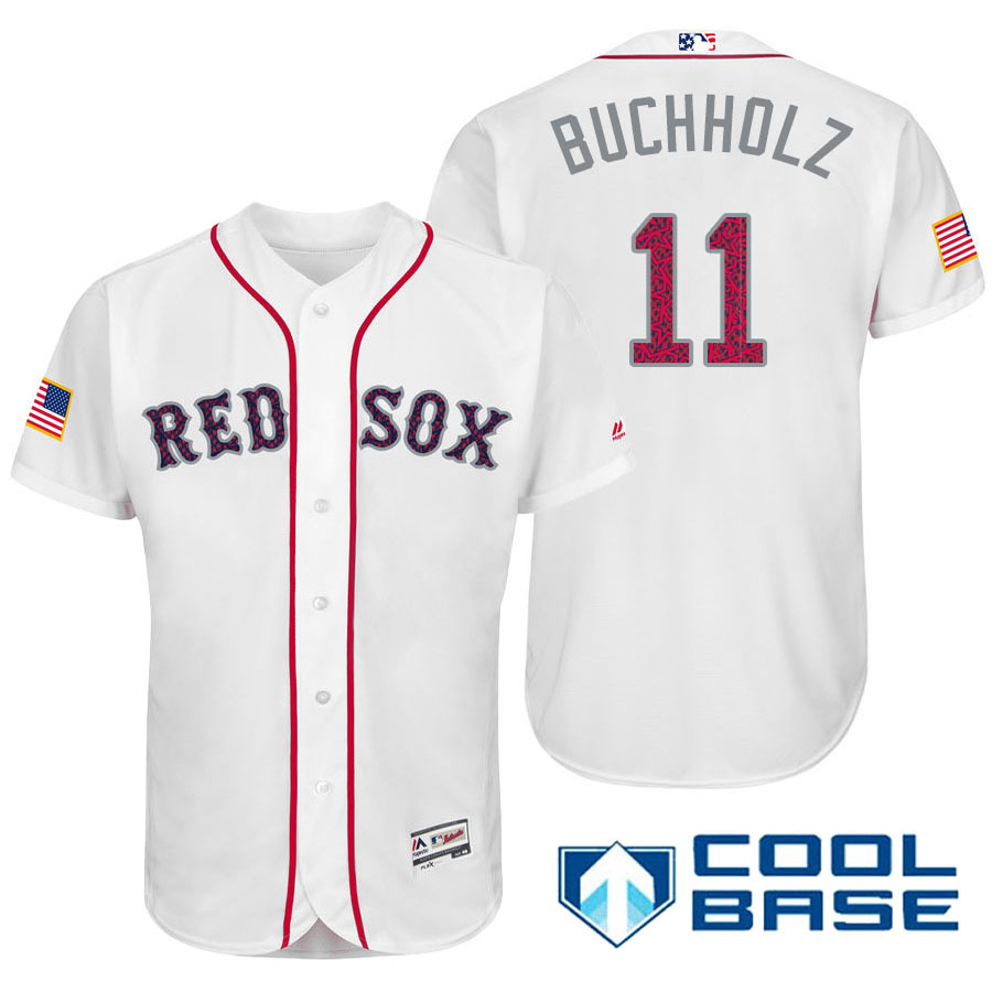 Boston Red Sox #11 Clay Buchholz White Stars & Stripes 2016 Independence Day Cool Base Jersey