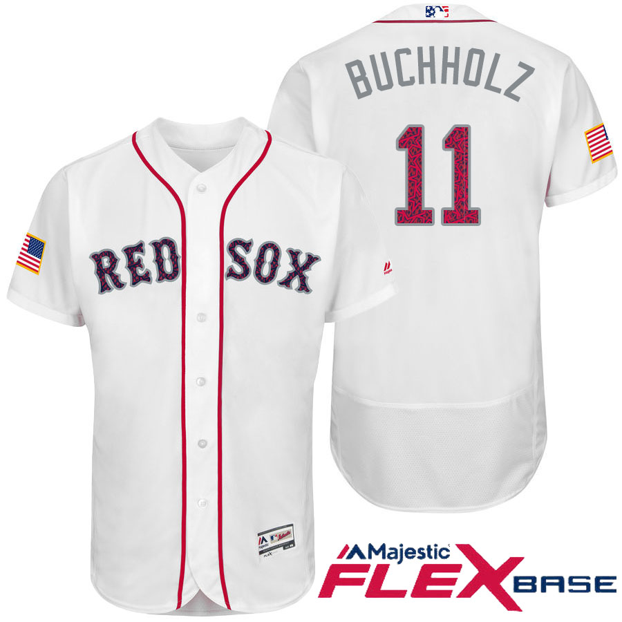 Boston Red Sox #11 Clay Buchholz White Stars & Stripes 2016 Independence Day Flex Base Jersey