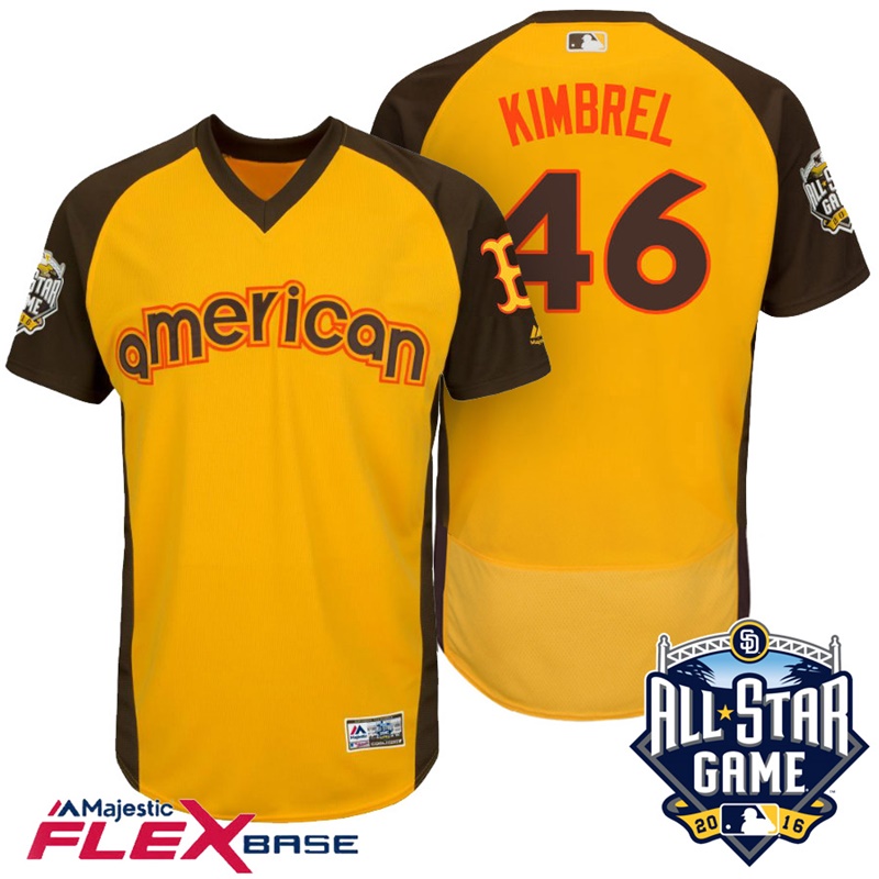 2016 MLB All-Star American Boston Red Sox Craig Kimbrel #46 Yellow Home Run Derby Flex Base Jersey