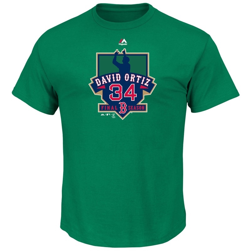 Boston Red Sox #34 David Ortiz Green Retirement Logo T-Shirt