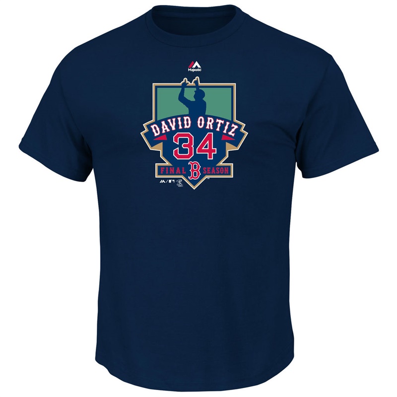 Boston Red Sox #34 David Ortiz Navy Retirement Logo T-Shirt