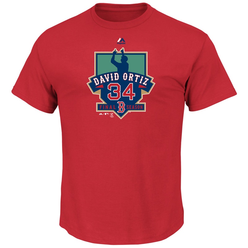 Boston Red Sox #34 David Ortiz Red Retirement Logo T-Shirt