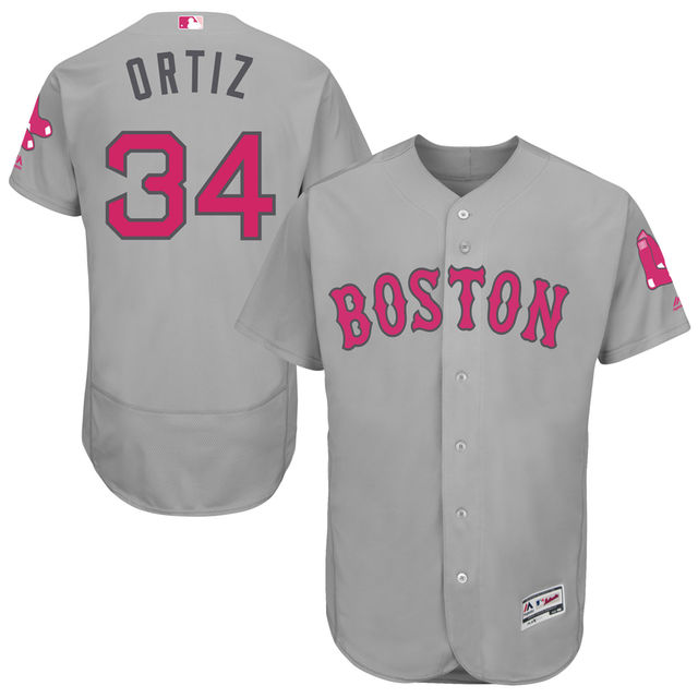 Boston Red Sox #34 David Ortiz Gray Road 2016 Mother's Day Flex Base Jersey