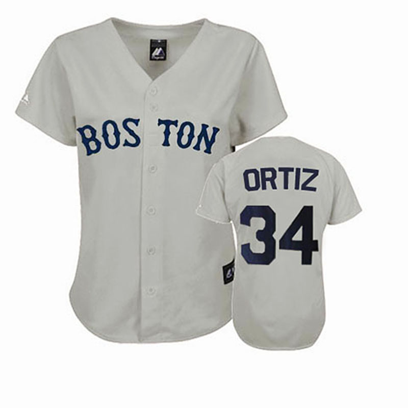 Boston Red Sox #34 David Ortiz Grey Women's Fashion Jersey