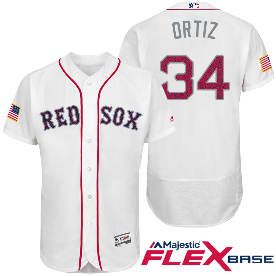 Boston Red Sox #34 David Ortiz White Stars & Stripes 2016 Independence Day Flex Base Jersey