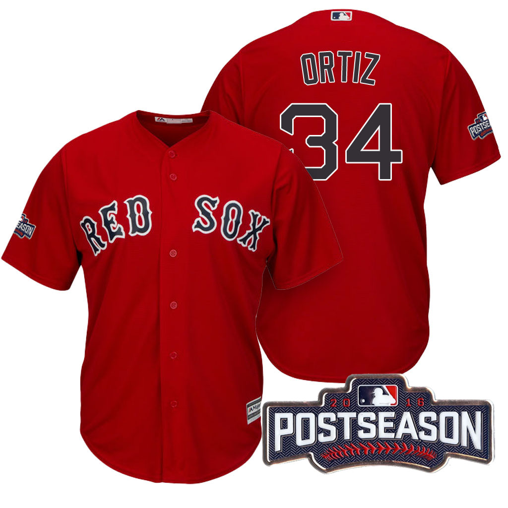 Boston Red Sox David Ortiz #34 AL East Division Champions Red 2016 Postseason Patch Cool Base Jersey